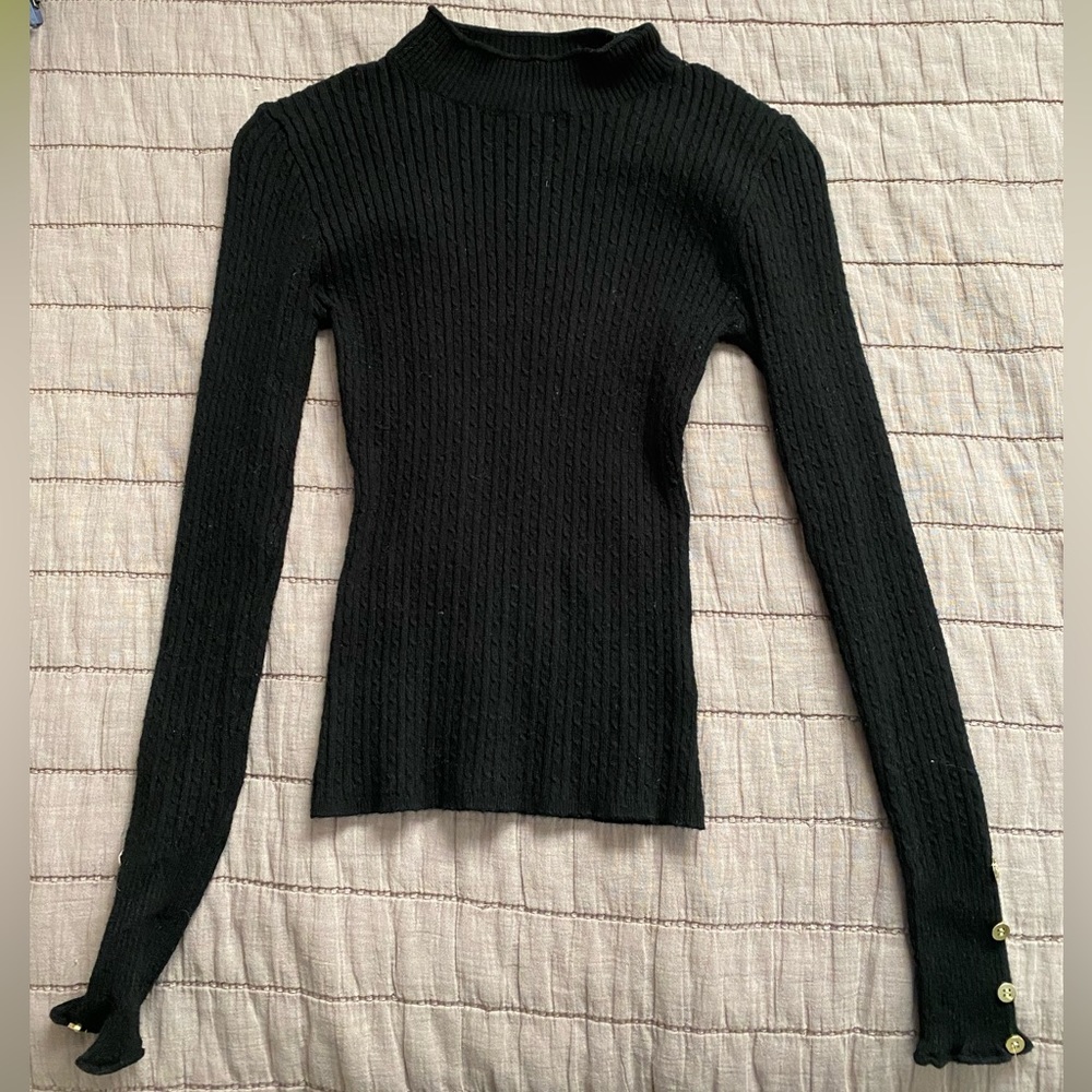 Love Tree Ribbed Mock Neck Sweater